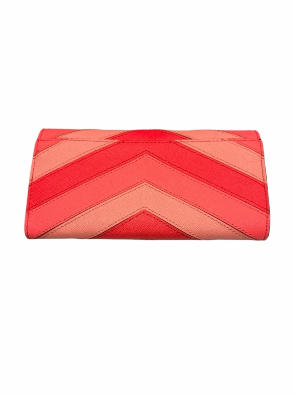 Michael Kors Coral & Red Chevron Leather Wallet Excellent - Picture 2 of 4